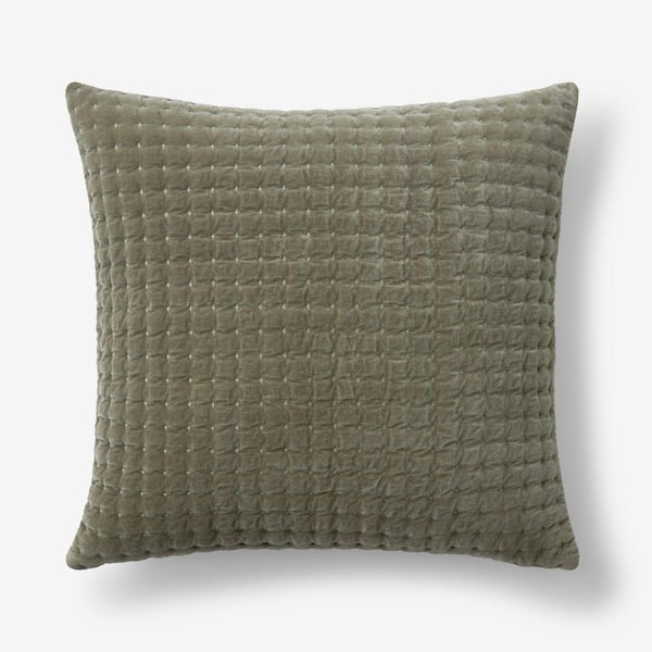 Legends Luxury Tufted Stitch Velvet Decorative Olive Green 20 in. L x 20 in. W Throw Pillow Cover