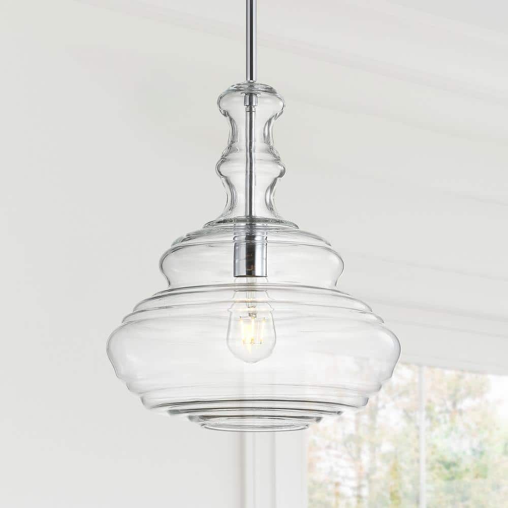 Bettina 13.37" Chrome Polished Clear Glass LED Pendant