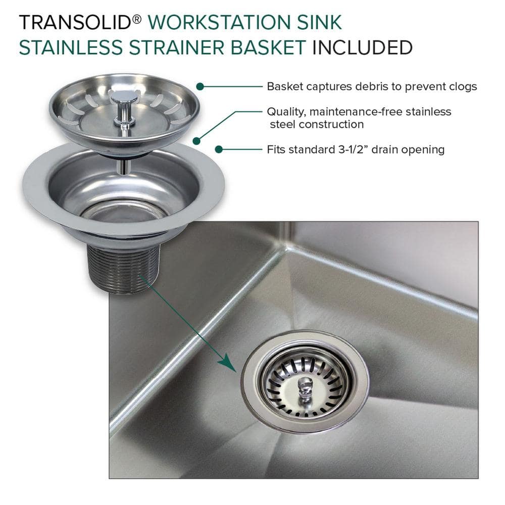 33-Inch Brushed Stainless Steel Kitchen Workstation Sink