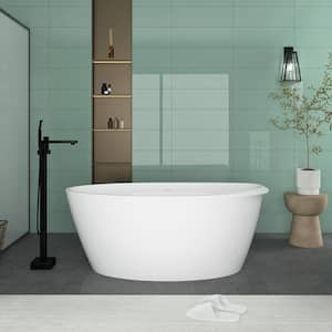 67 in. x 31 in. Acrylic Freestanding Flatbottom Soaking Bathtub with Right Drain in White
