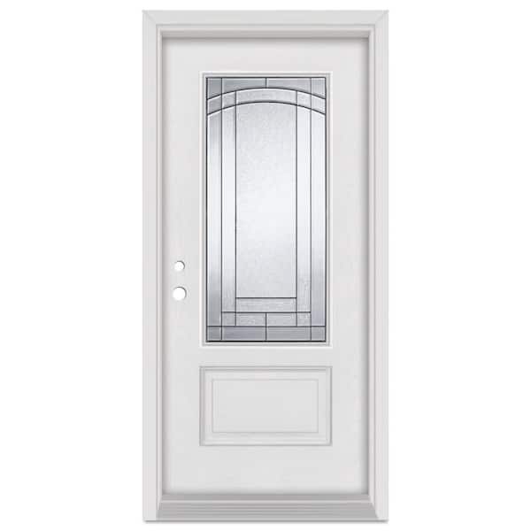 Stanley Doors 36 in. x 80 in. Chatham Right-Hand Patina Finished Fiberglass Mahogany Woodgrain Prehung Front Door