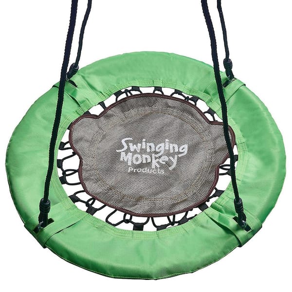 SWINGING MONKEY PRODUCTS Giant 30 in. Green Weatherproof Disc Bungee Outdoor Tree Saucer Swing