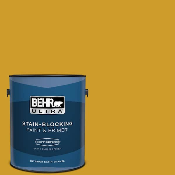 BEHR ULTRA 1 gal. #T16-09 Citronne Extra Durable Satin Enamel Interior Paint & Primer