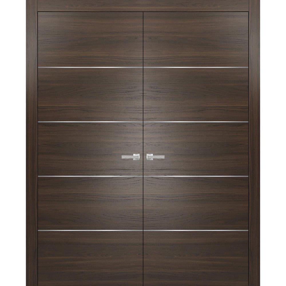 60 in. x 96 in. 2 Panel Chocolate Ash Finished Solid Wood with Honeycomb Sliding Door with Hardware price history on PriceWatchPro