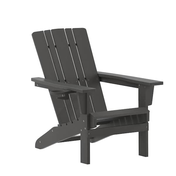 Carnegy Avenue Gray Faux Wood Resin Outdoor Lounge Chair in Gray