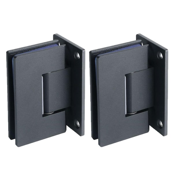 2‑Piece Bath Hardware Set 90 Degree Wall‑to‑Glass Frameless Shower Door Hinges with Mounting Hardware in Black