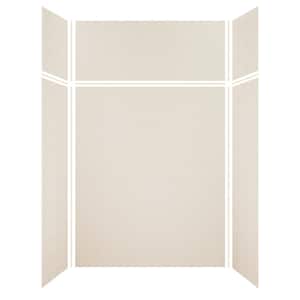 Expressions 36 in. x 60 in. x 96 in. 4-Piece Easy Up Adhesive Alcove Shower Wall Surround in Cameo