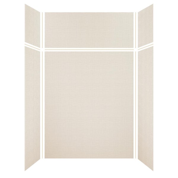 Expressions 36 in. x 60 in. x 96 in. 4-Piece Easy Up Adhesive Alcove Shower Wall Surround in Cameo