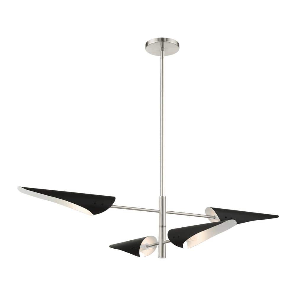 Brushed Nickel 4-Light Modern Pendant Chandelier