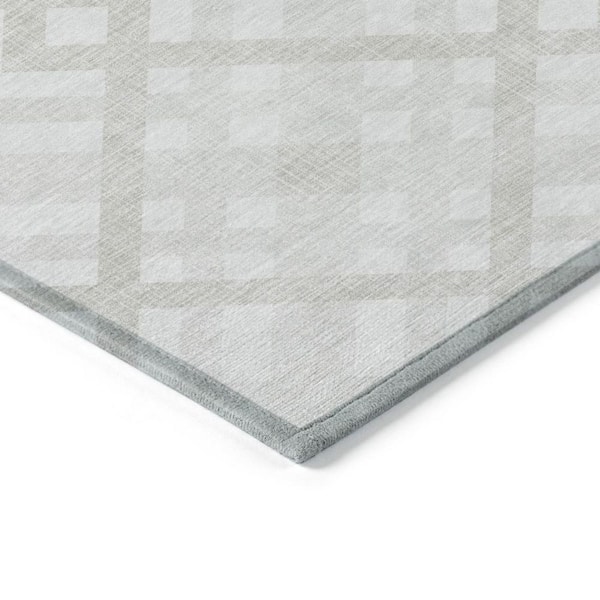 Ivory, Beige, Tan 5 ft. x 8 ft. Round ft. Woven Geometric Polyester Rectangle Indoor/Outdoor Area Rug