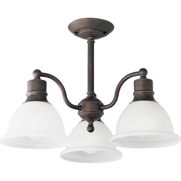 Progress Lighting Madison Collection 20.75 in. 3-Light Antique Bronze Semi-Flush Mount Light