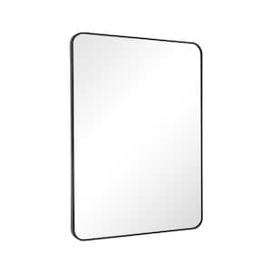 24.1 in. W x 35.8 in. H Rectangular Metal Framed Wall Bathroom Vanity Mirror Black