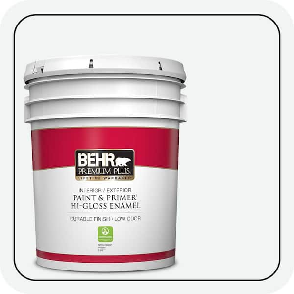 BEHR PREMIUM PLUS 5 gal. #BL-W09 Bakery Box Hi-Gloss Enamel Interior/Exterior Paint & Primer