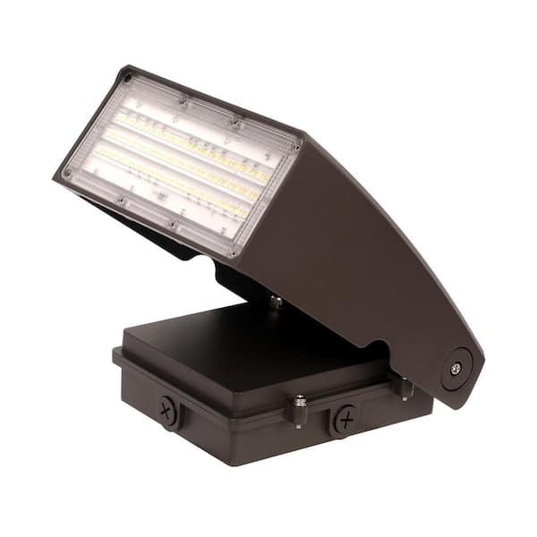 Sunlite 810- Watt Equivalent Outdoor Integrated LED Bronze Adjustable Slim Wall Pack Light, Power Selectable Color Selectable