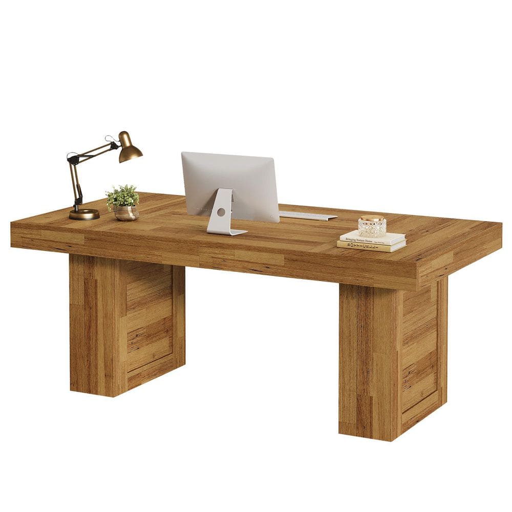 Moronia 63 in. Natural Oak Wooden Executive Computer Desk Farmhouse Writing Table for Home Office, Sturdy Room price history on PriceWatchPro