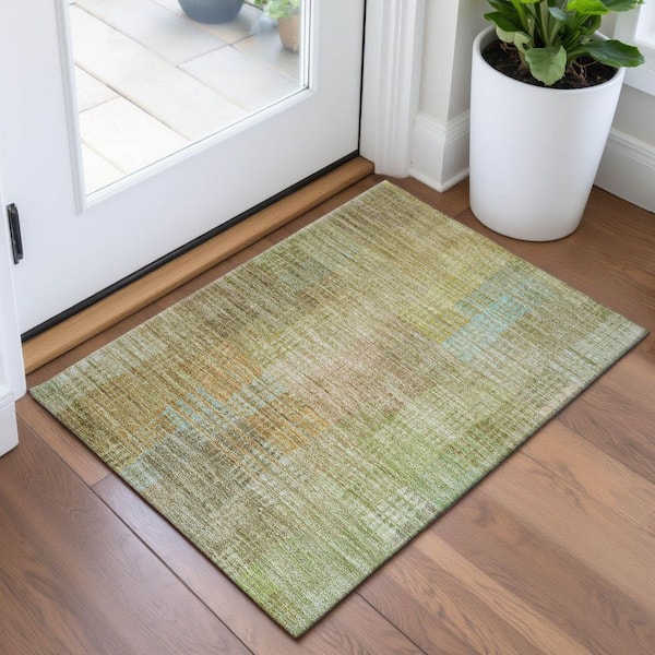 Mayfield Premium Machine Washable Abstract AMF1277 Beige 2 ft. x 3 ft. Area Rug