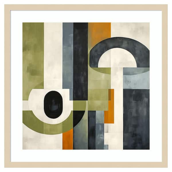 Amanti Art Sage Green Midcentury I by Irena Orlov 25 in. W x 25 in. H. Wood Framed Wall Art Print Framed in Brown