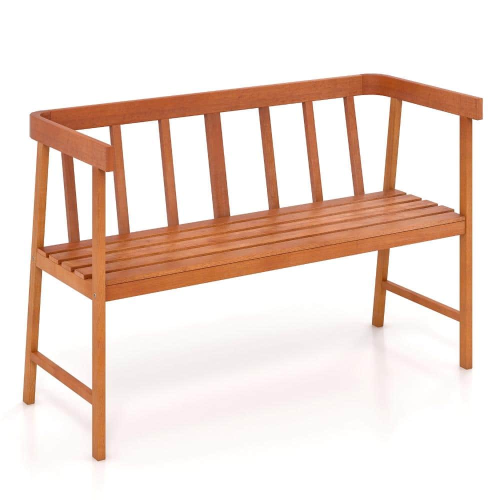 43 in. Eucalyptus Wood 2-Person Outdoor Bench with Backrest and Armrests price history on PriceWatchPro