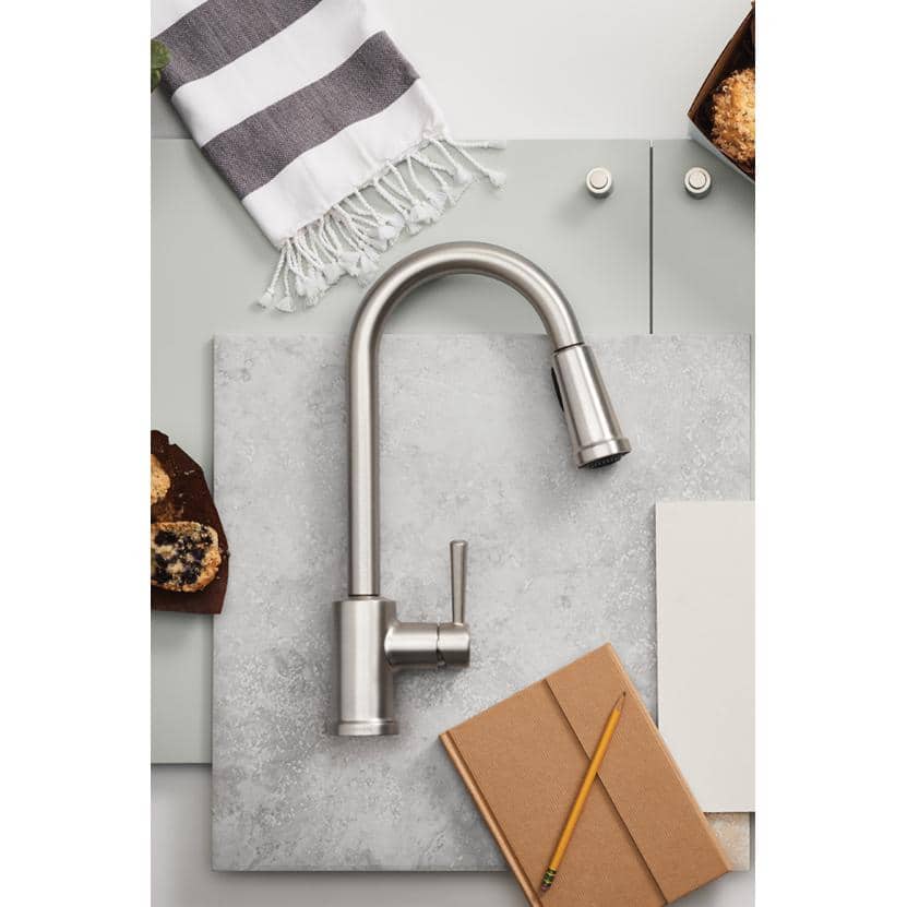 Stainless Steel Pull-Down Kitchen Faucet with Soap Dispenser