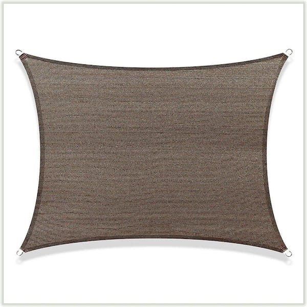 6 ft. x 10 ft. Brown Rectangle Sun Shade Sail For Backyard Deck Outdoor