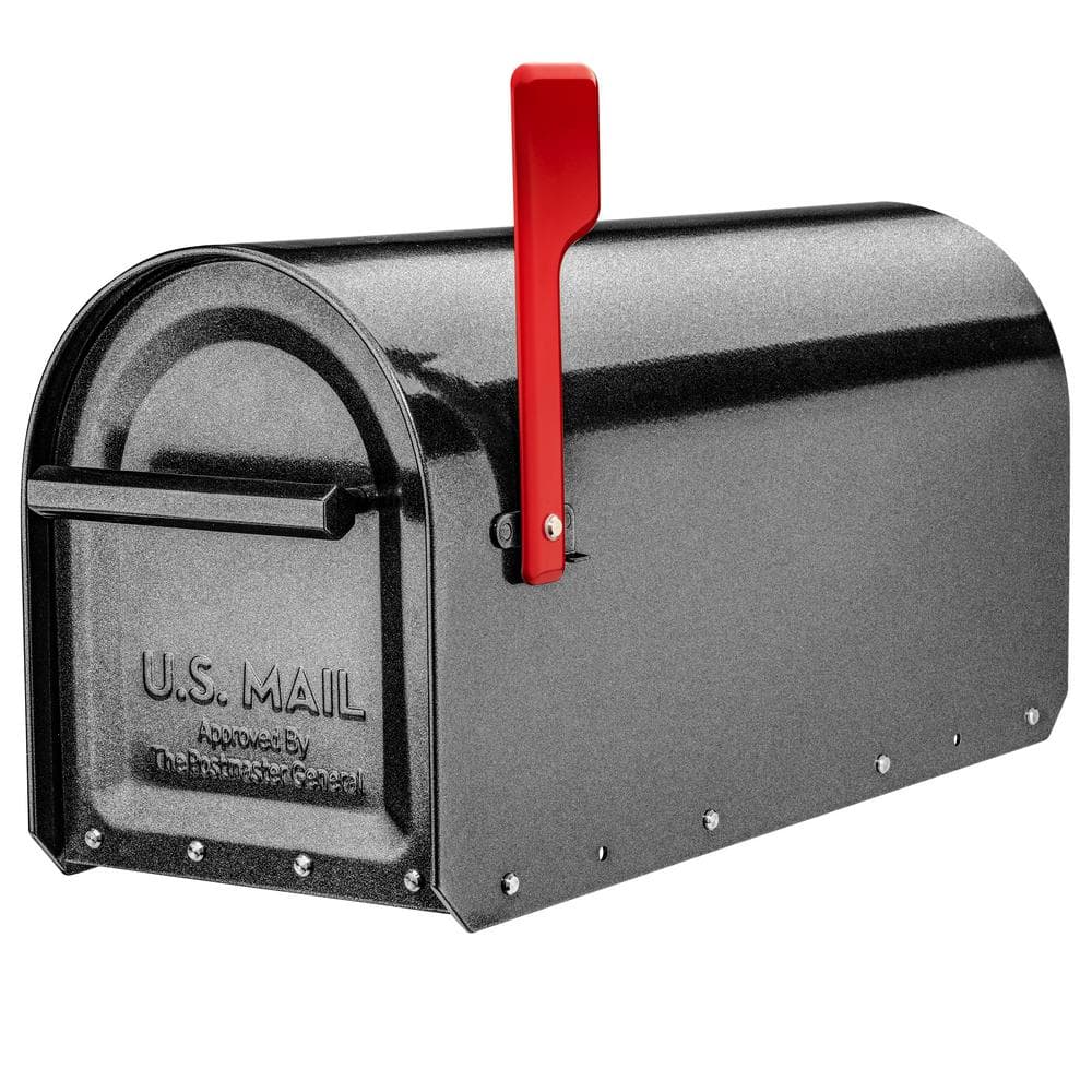 Sequoia Large Pewter Steel Post Mount Mailbox