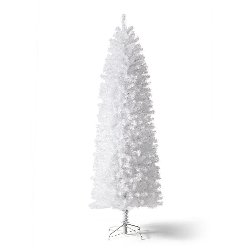 Glitzhome 7.5 ft. White Pencil Tinsel Artificial Christmas Tree