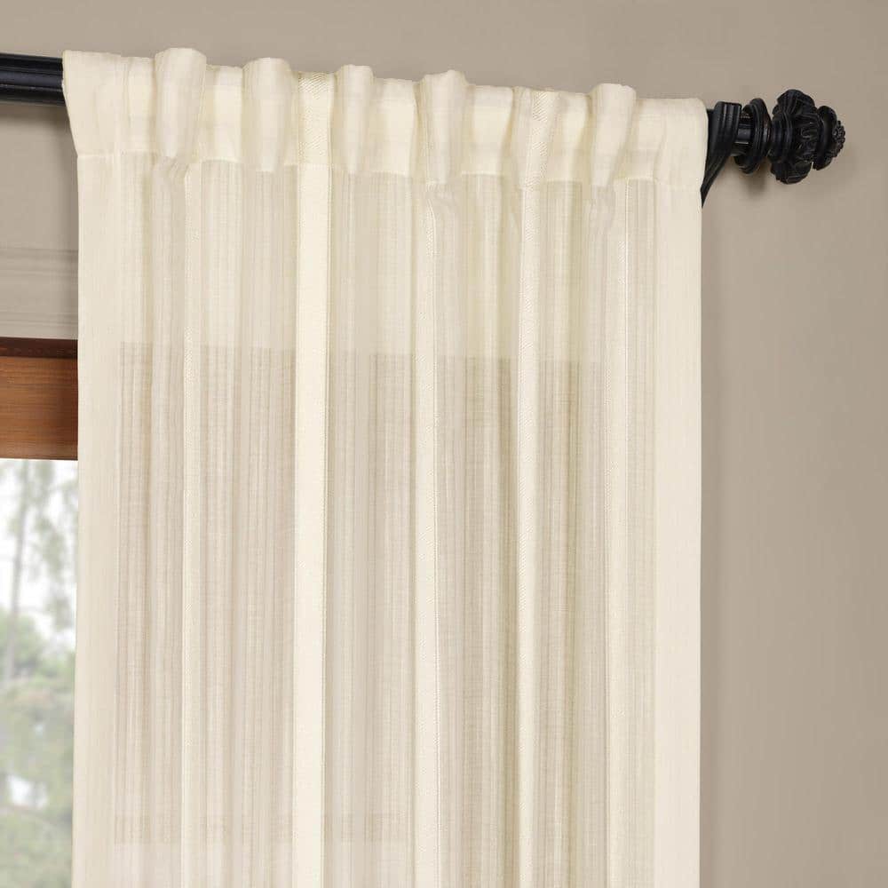Antigua Off White Linen Blend Sheer Curtain Panel 50" x 84"