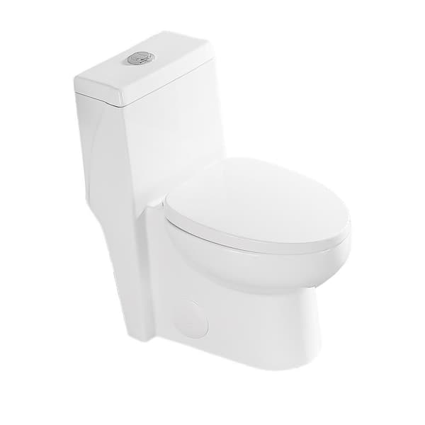 12 inch 1-piece 1.1/1.6 GPF Dual Flush Elongated Toilet in White Seat Included