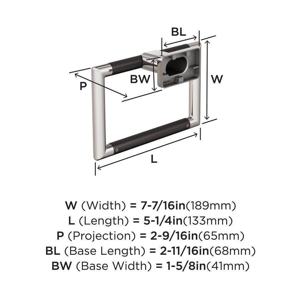 Polished Nickel and Gunmetal Wall Mounted Towel Ring