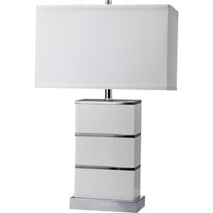 26.75 in. Quartz Stacked Block White Modern Table Lamp with USB Port