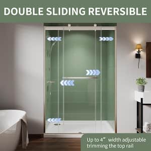 44 in. W - 48 in. W x 74 in. H Sliding Semi-Frameless Shower Door in Brushed Nickel with 5/16 in. (8 mm) Clear Glass