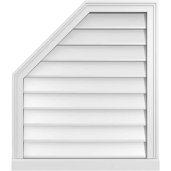 Ekena Millwork 26 in. x 30 in. Octagonal Surface Mount PVC Gable Vent: Decorative with Brickmould Sill Frame