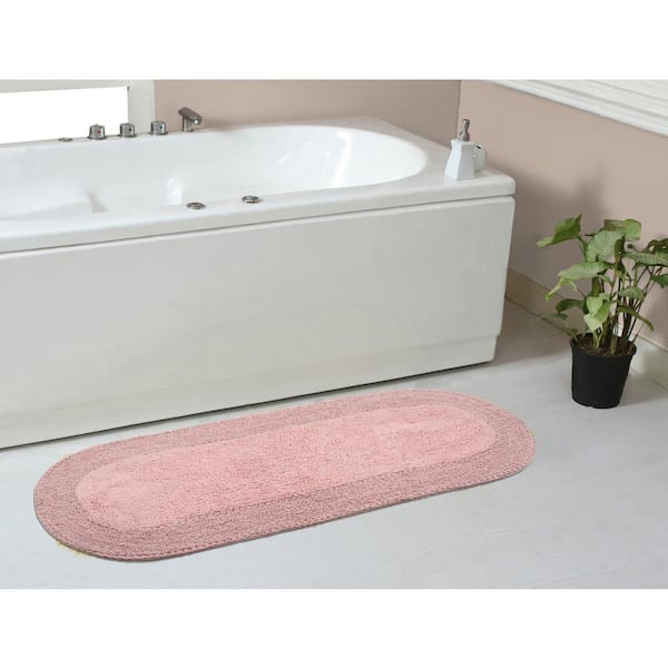 Double Ruffle Collection 100% Cotton Bath Rugs Set, 21x54 Runner, Pink