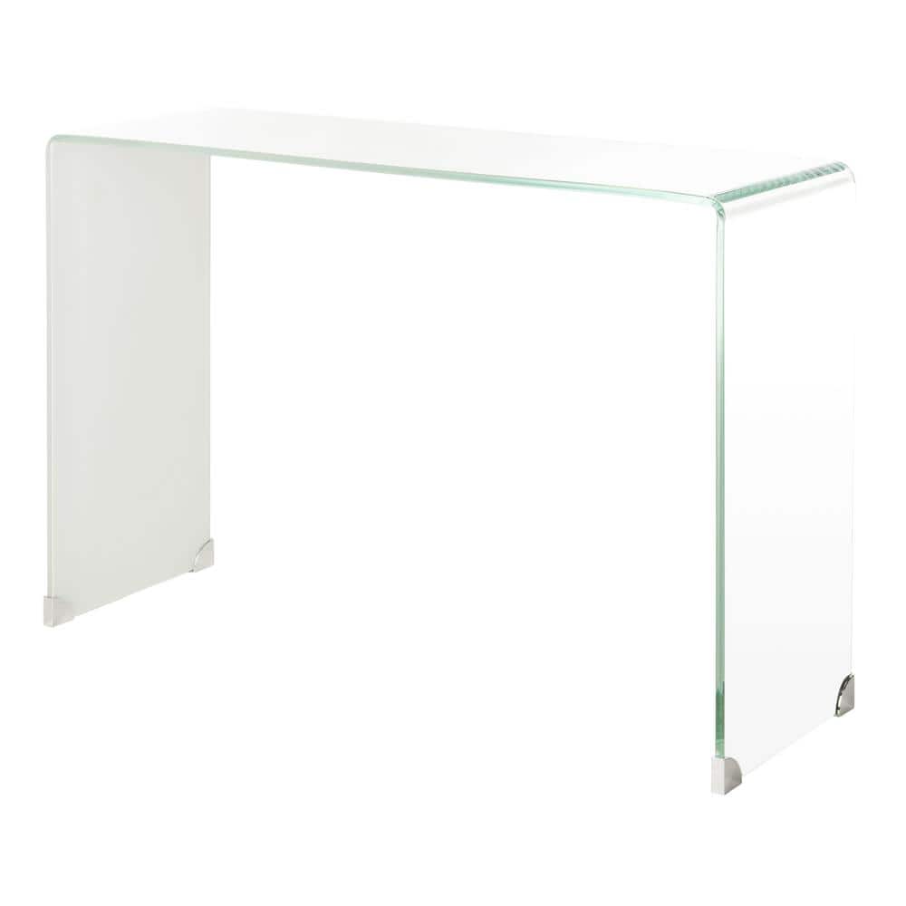 Transitional Clear to White Ombre Glass Console Table