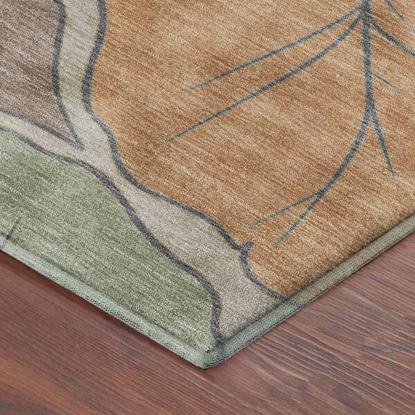 Mayfield Premium Machine Washable Abstract AMF2348 Copper 8 ft. x 10 ft. Area Rug