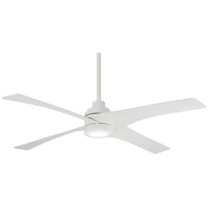 Swept 56 in. Integrated LED Indoor Flat White Ceiling Fan with Light with Remote Control