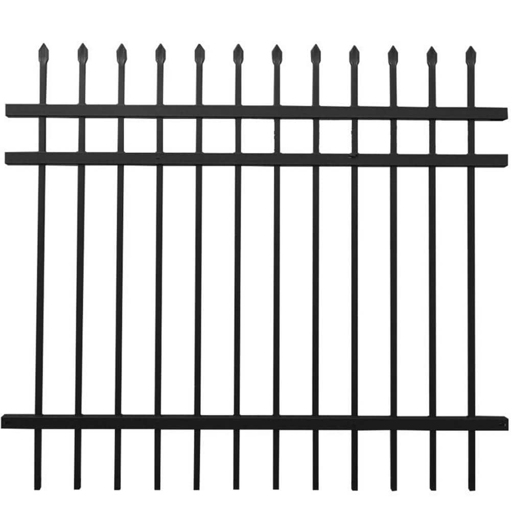ALEKO 64-Foot Black Steel 8-Panel Straight Top Fence Kit
