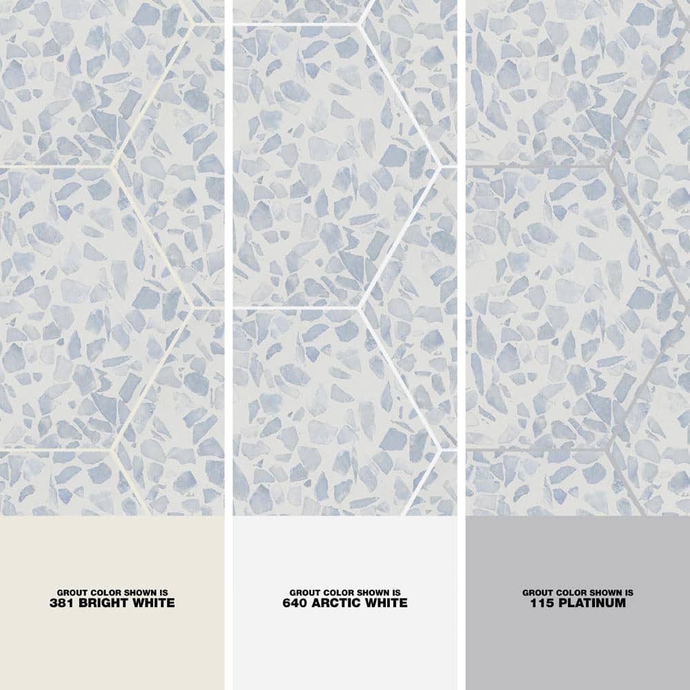 Fusion Hex Blue Terrazzo Matte Porcelain Floor and Wall Tile