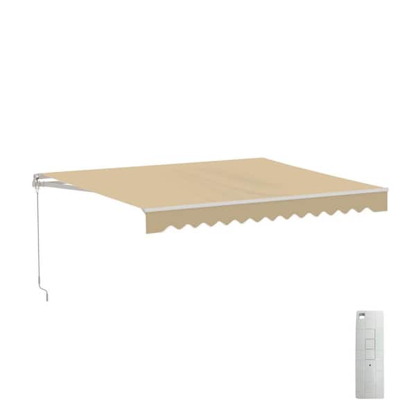 10 ft. Motorized Retractable Awning (96 in. Projection) in Sand