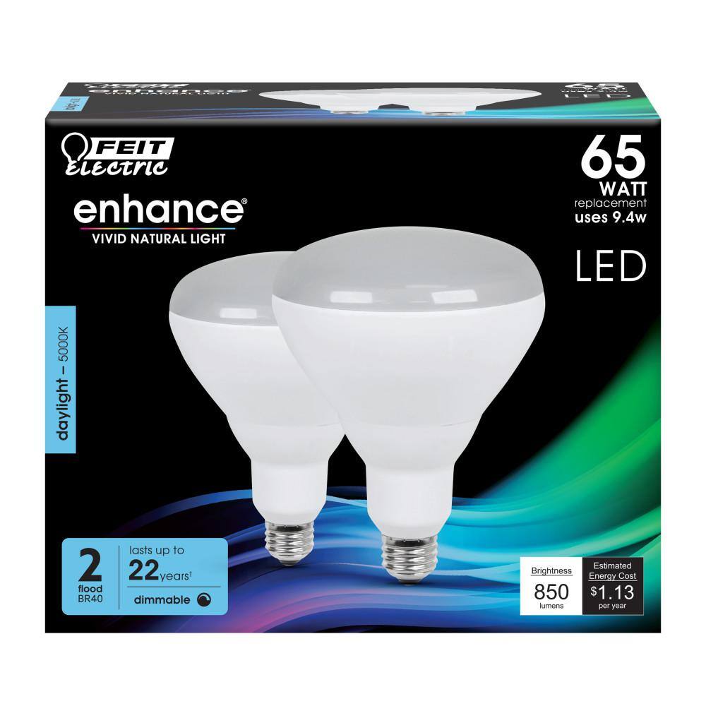 Feit Electric 65-Watt Equivalent Frosted White Dimmable LED Flood Light Bulb 2-Pack