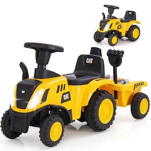 Licensed Caterpillar 5 in. Kids Ride on Tractor Toy with Removable Trailer Horn and Engine Sounds Gift for Toddlers