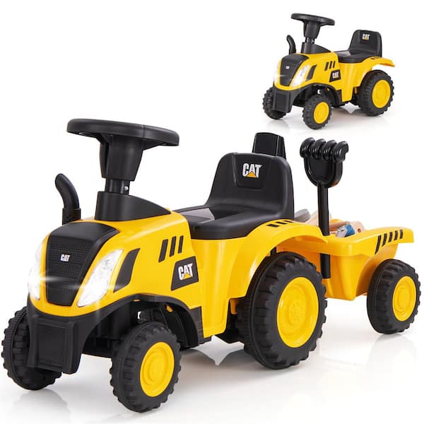 HONEY JOY Licensed Caterpillar 5 in. Kids Ride on Tractor Toy with Removable Trailer Horn and Engine Sounds Gift for Toddlers