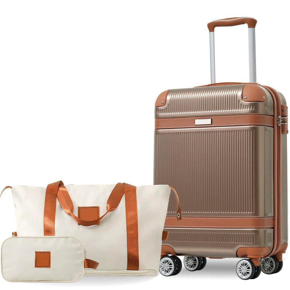 3-Piece Copper Hardshell Spinner TSA Lock Lightweight ABS Plastic Luggage Set with Expandable Duffel Bag