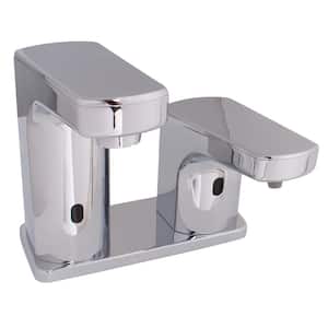 Sensorflo Low Arc Sensor Single Hole Touchless Bathroom Faucet and Soap Combination in Polished Chrome