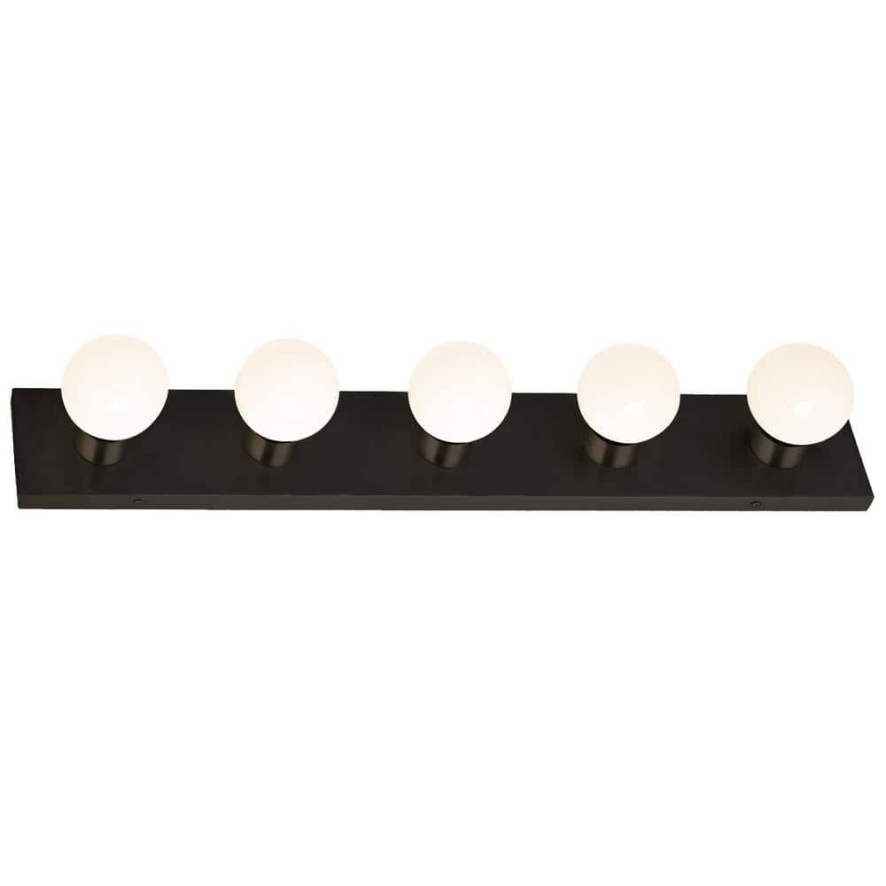 Matte Black 5-Light Dimmable Vanity Strip Light