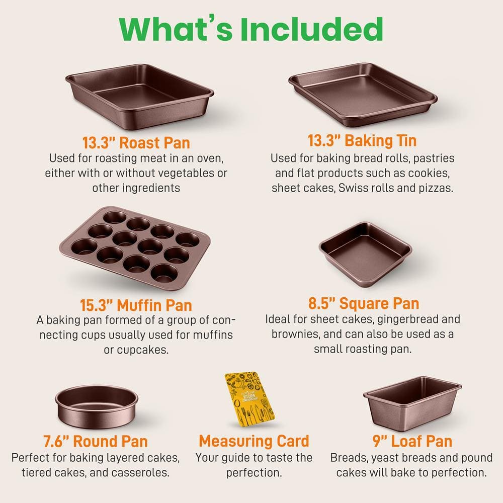 NutriChef 20-Piece Brown Non-Stick Aluminum Cookware Set