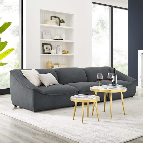 Classic Ultra Comfortable Brush Microfiber Fabric Living Room Sofa Hazelnut 