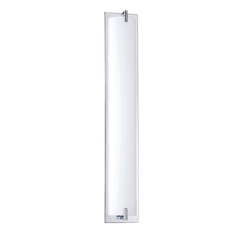 Chrome 5-Light Vanity Bar with White Glass Shade