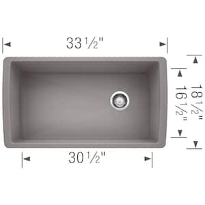 DIAMOND Silgranit Undermount Granite Composite 33.5 in. Single Bowl Kitchen Sink in Metallic Gray