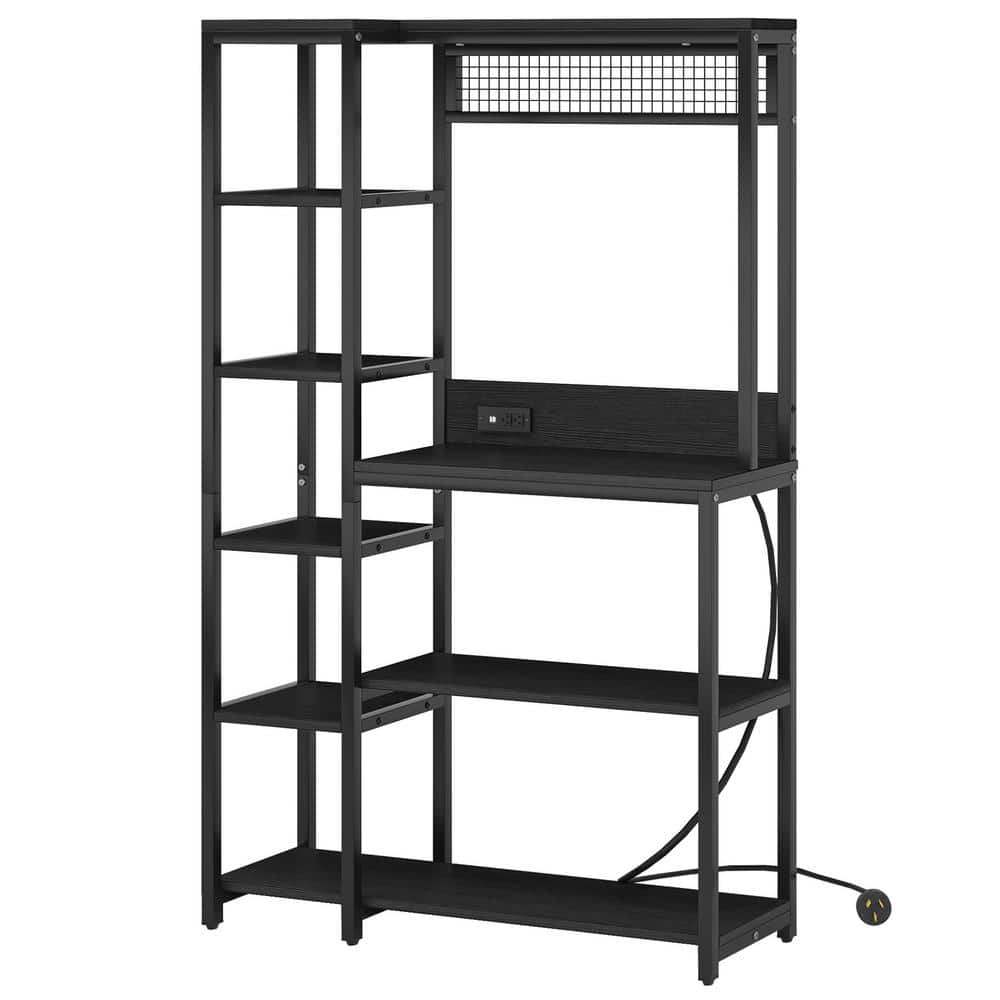 TRIBESIGNS WAY TO ORIGIN Rustic Brown Kitchen Bakers Rack with Drawer,  5-Tier Storage Shelf and 8 S-Hooks GLAA-Q092 - The Home Depot